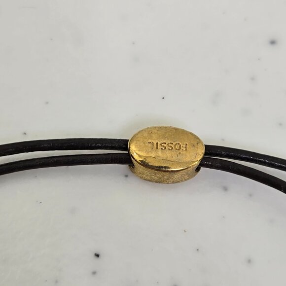 Fossil Tree Of Life Bracelet Orange Beaded Gold Tone Charm Adjustable Stretch - Picture 4 of 8